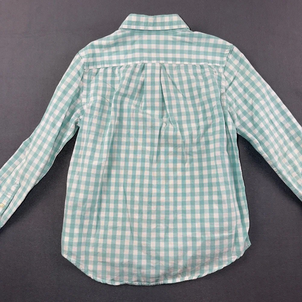 Ralph Lauren Kids Teal Gingham Button Down Shirt Linen Blend Size 7 322785645002